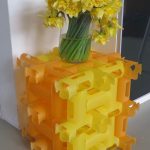 Recycling plastic flessen. Tafeltje.